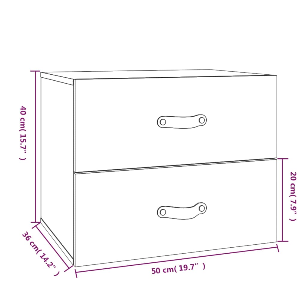 vidaXL Wand-Nachttische 2 Stk. Honigbraun 50x36x40 cm