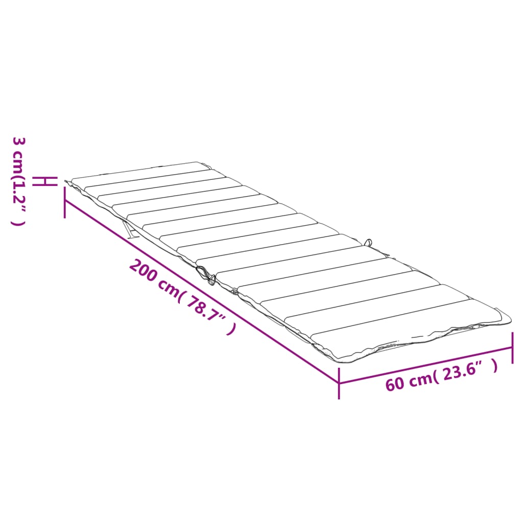 vidaXL Sonnenliegen-Auflage Grau Karomuster 200x60x3 cm Oxford-Gewebe