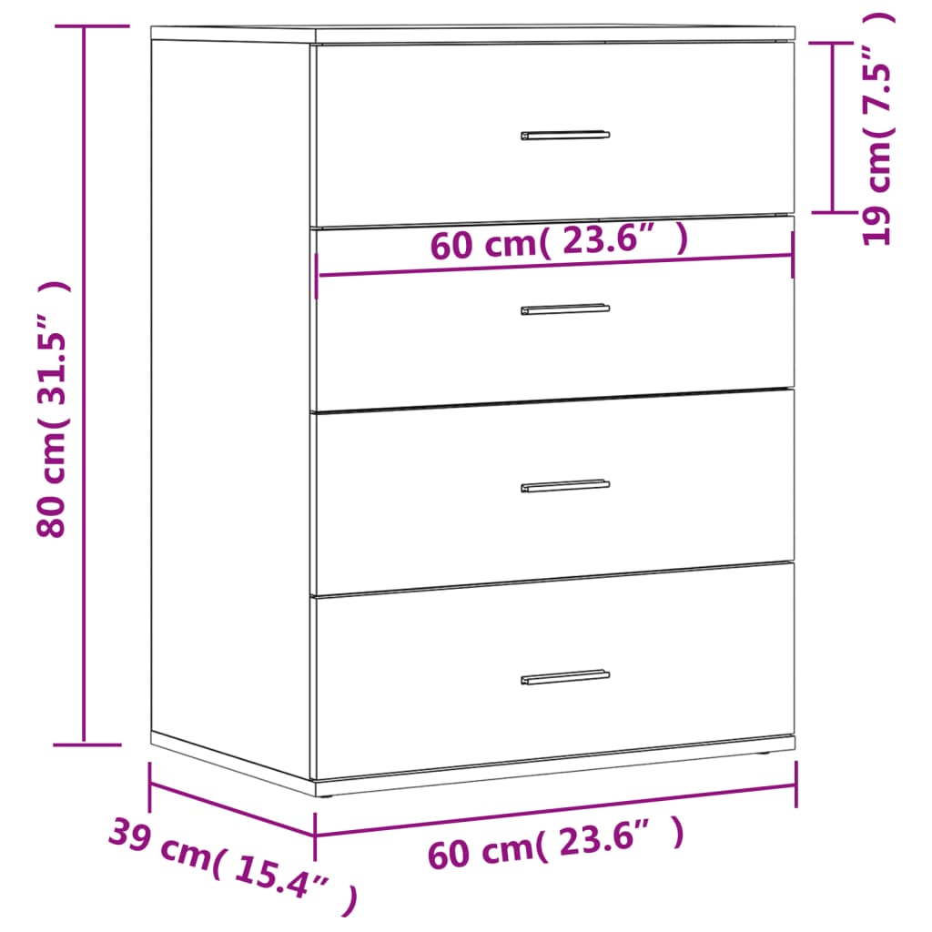 vidaXL Sideboards 2 Stk. Braun Eichen-Optik 60x39x80 cm Holzwerkstoff