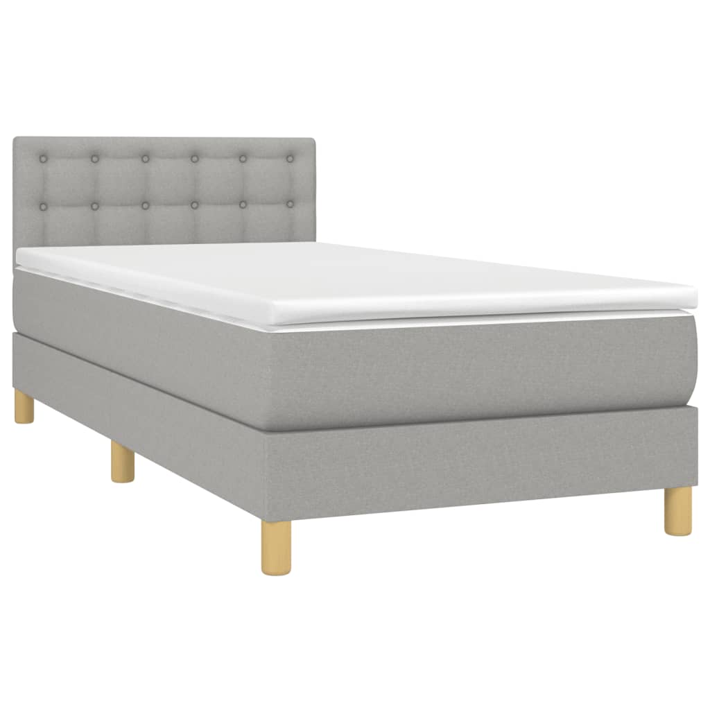 vidaXL Boxspringbett mit Matratze Hellgrau 90x200 cm Stoff