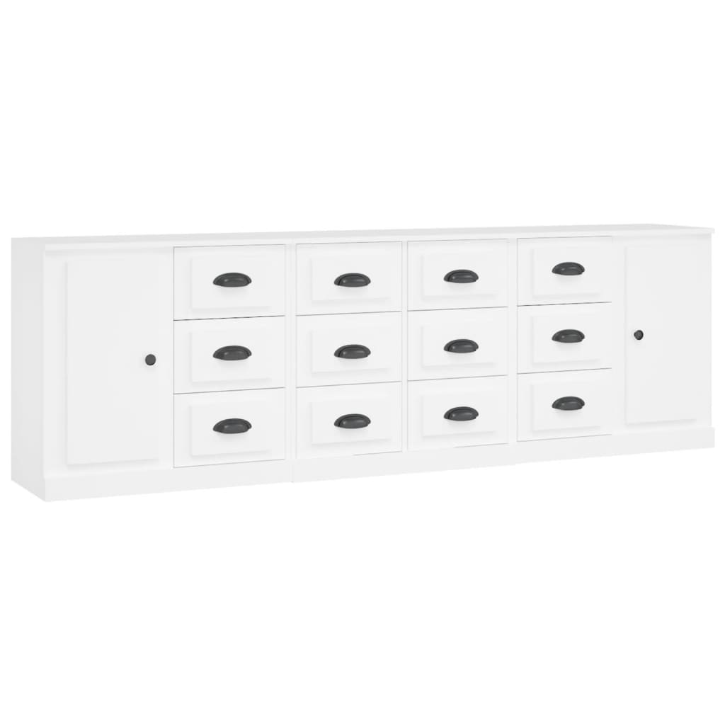 vidaXL Sideboards 3 Stk. Weiß Holzwerkstoff