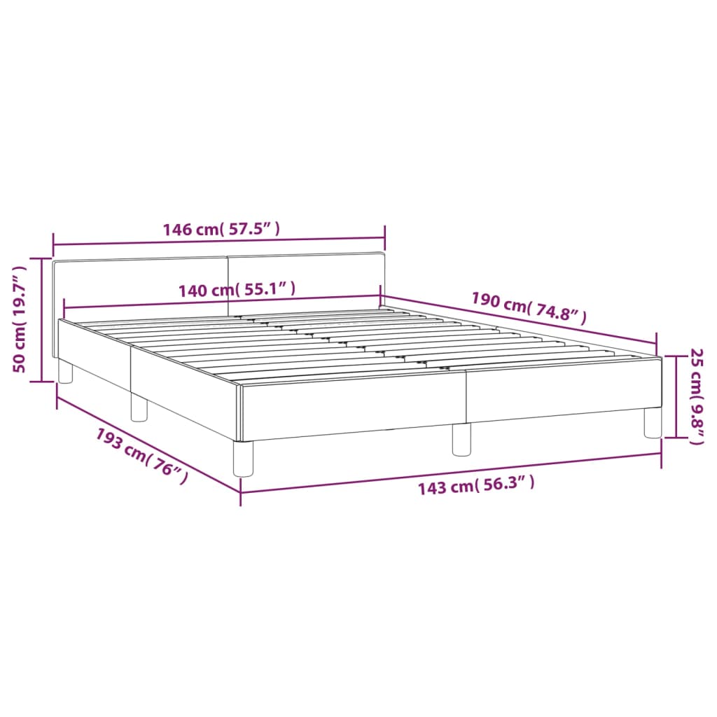 vidaXL Bettgestell ohne Matratze Schwarz 140x190 cm Samt