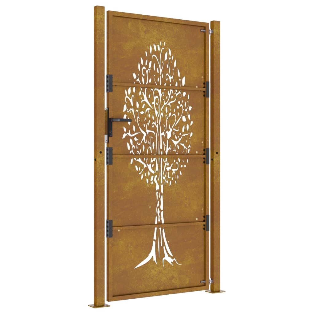 vidaXL Gartentor 105x180 cm Cortenstahl Baum-Design