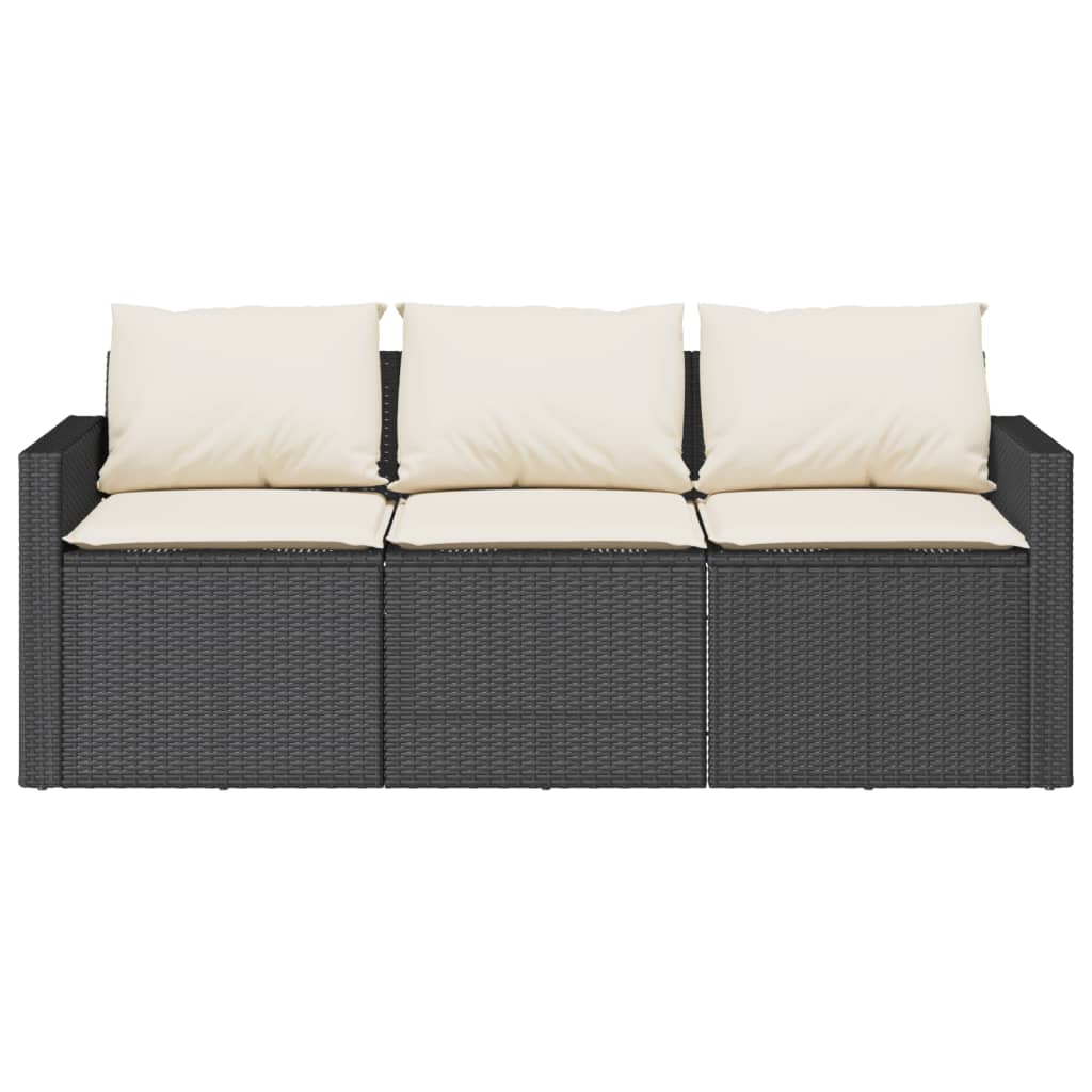 vidaXL Gartensofa mit Kissen 3-Sitzer Grau Poly Rattan