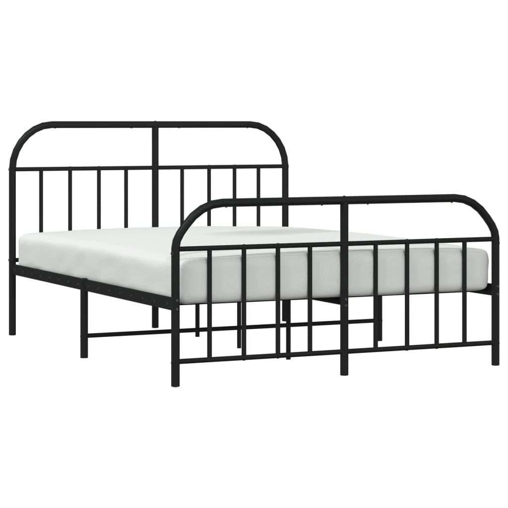 vidaXL Metallbett ohne Matratze mit Fußteil Schwarz 160x200 cm