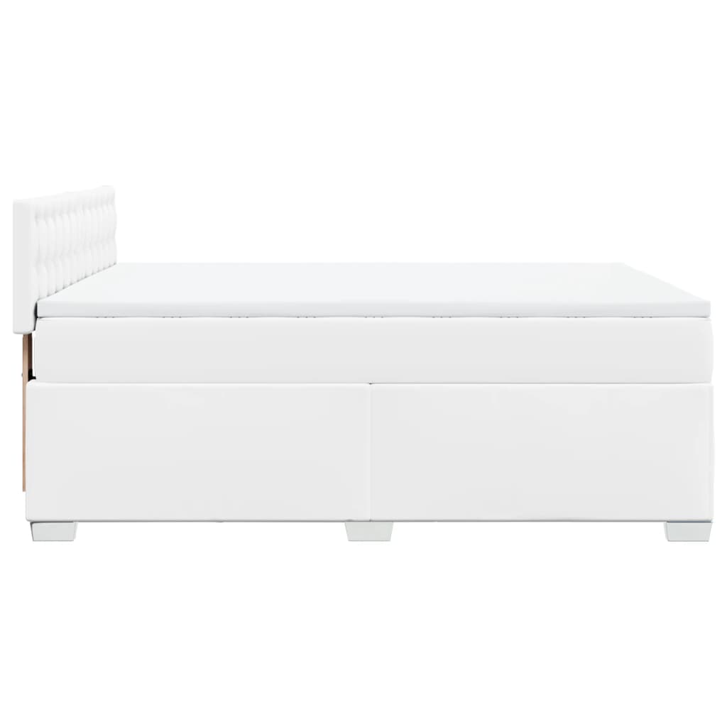 vidaXL Boxspringbett mit Matratze Weiß 140x200 cm Kunstleder