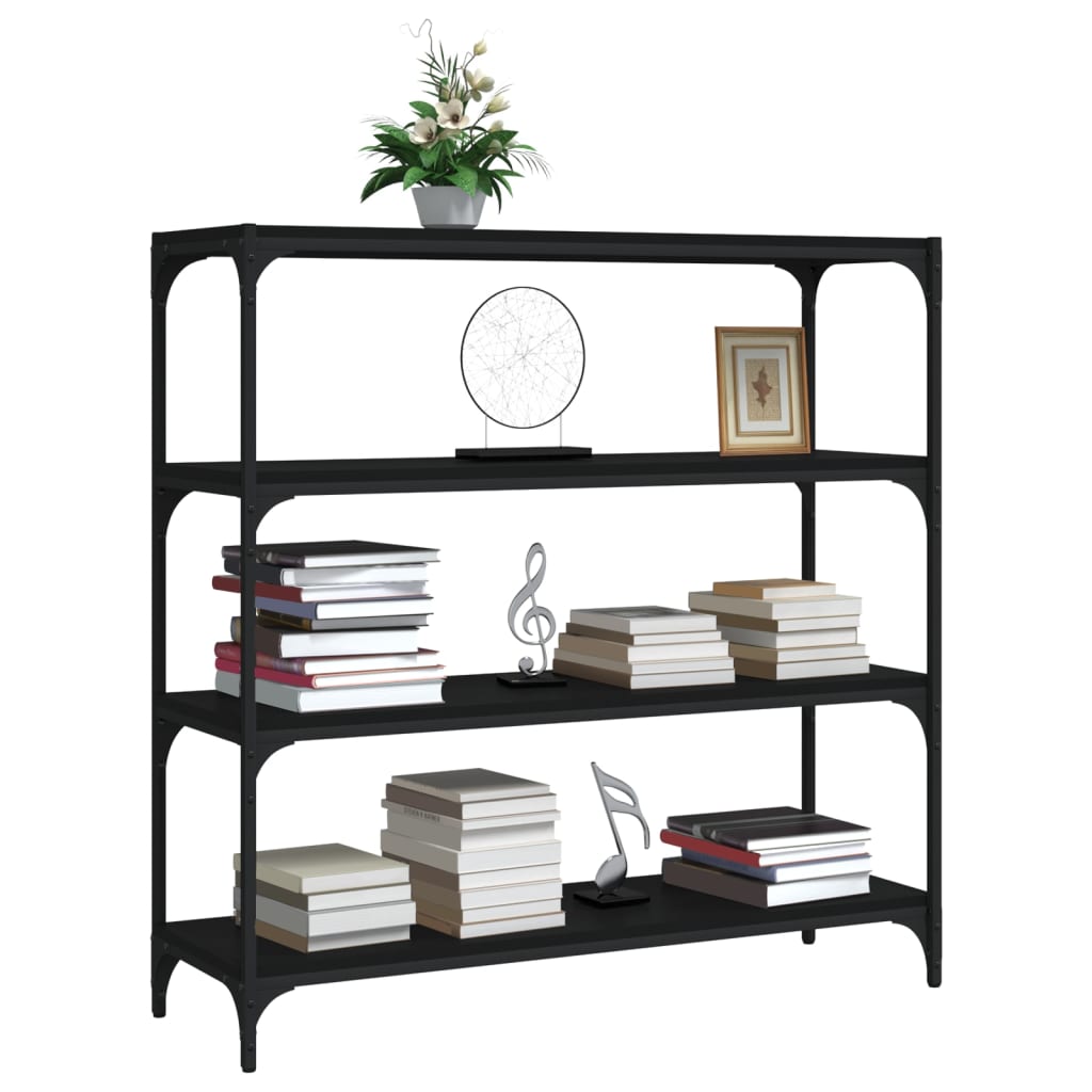 vidaXL Bücherregal Schwarz 100x33x100 cm Holzwerkstoff und Stahl