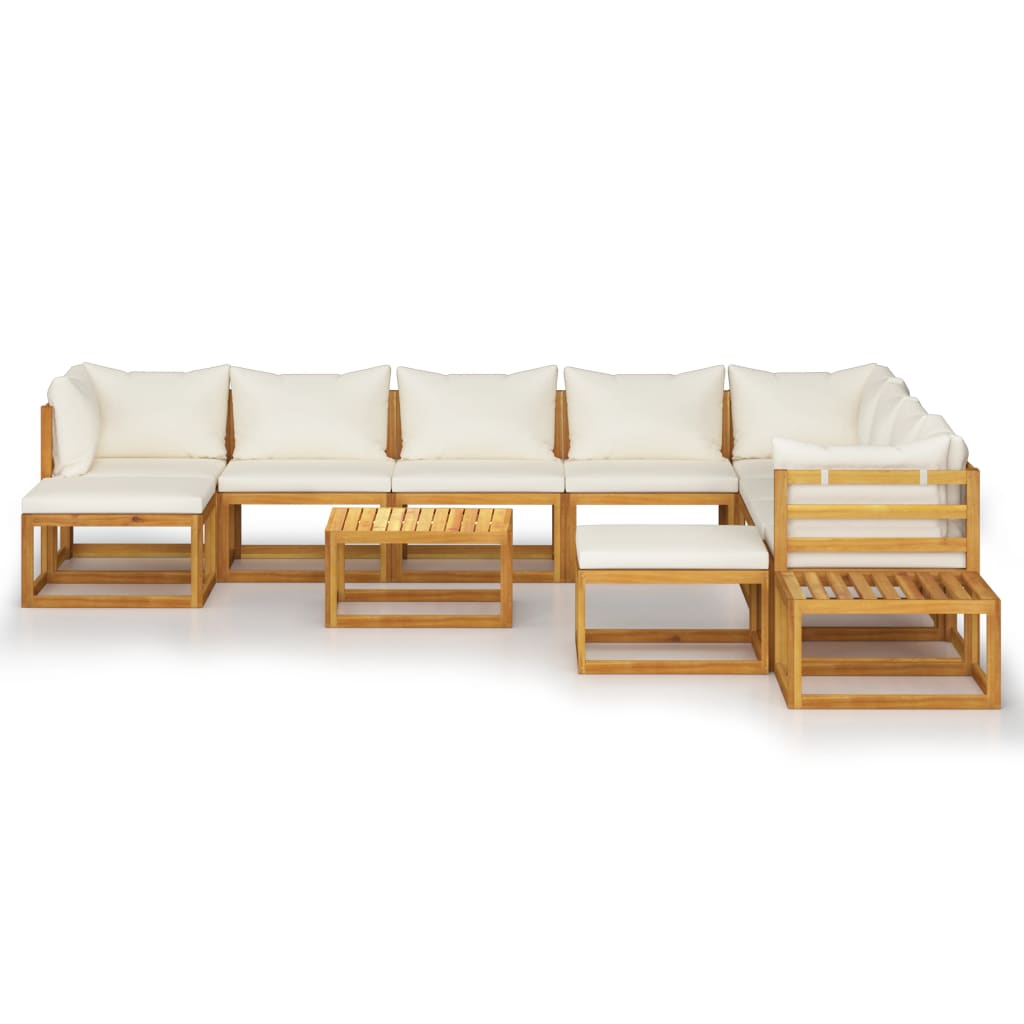 vidaXL 12-tlg. Garten-Lounge-Set mit Auflagen Creme Massivholz Akazie