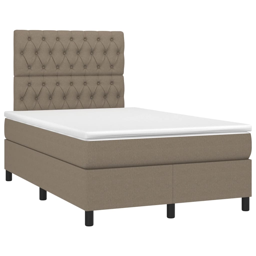 vidaXL Boxspringbett mit Matratze & LED Taupe 120x200 cm Stoff