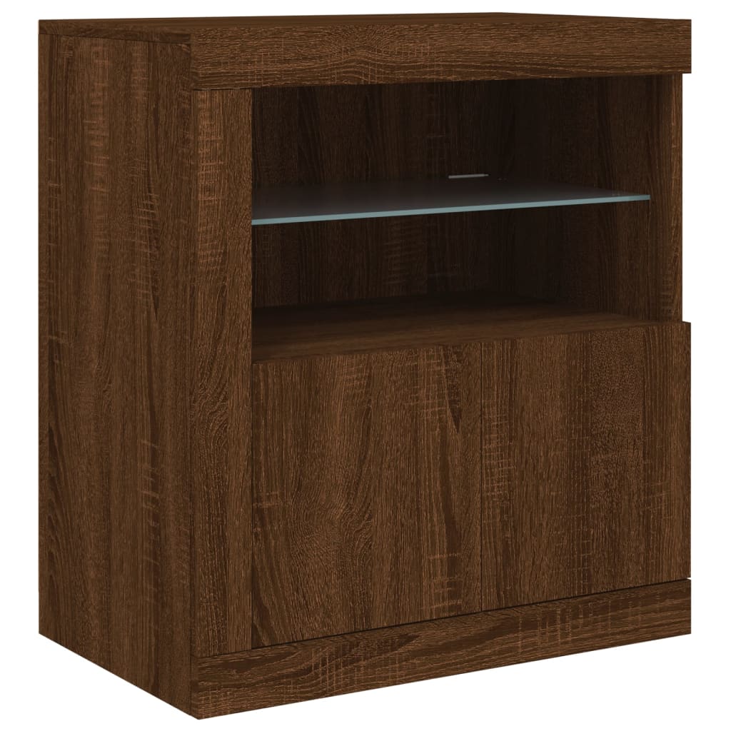 vidaXL Sideboard mit LED-Leuchten Braun Eichen-Optik 162x37x67 cm