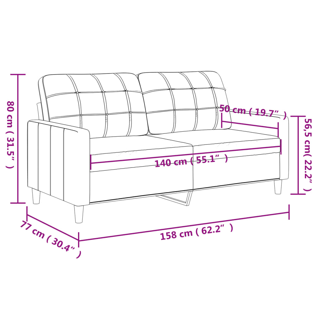 vidaXL B-Ware 2-Sitzer-Sofa Hellgrau 140 cm Stoff