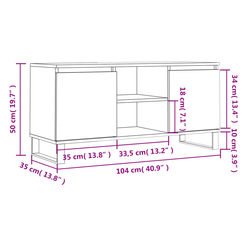 vidaXL TV-Schrank Betongrau 104x35x50 cm Holzwerkstoff