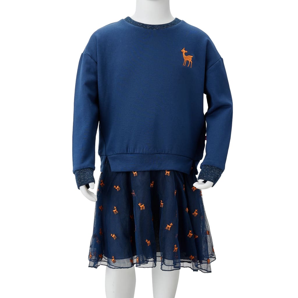 Kinderkleid mit Langen Ärmeln Marineblau 128