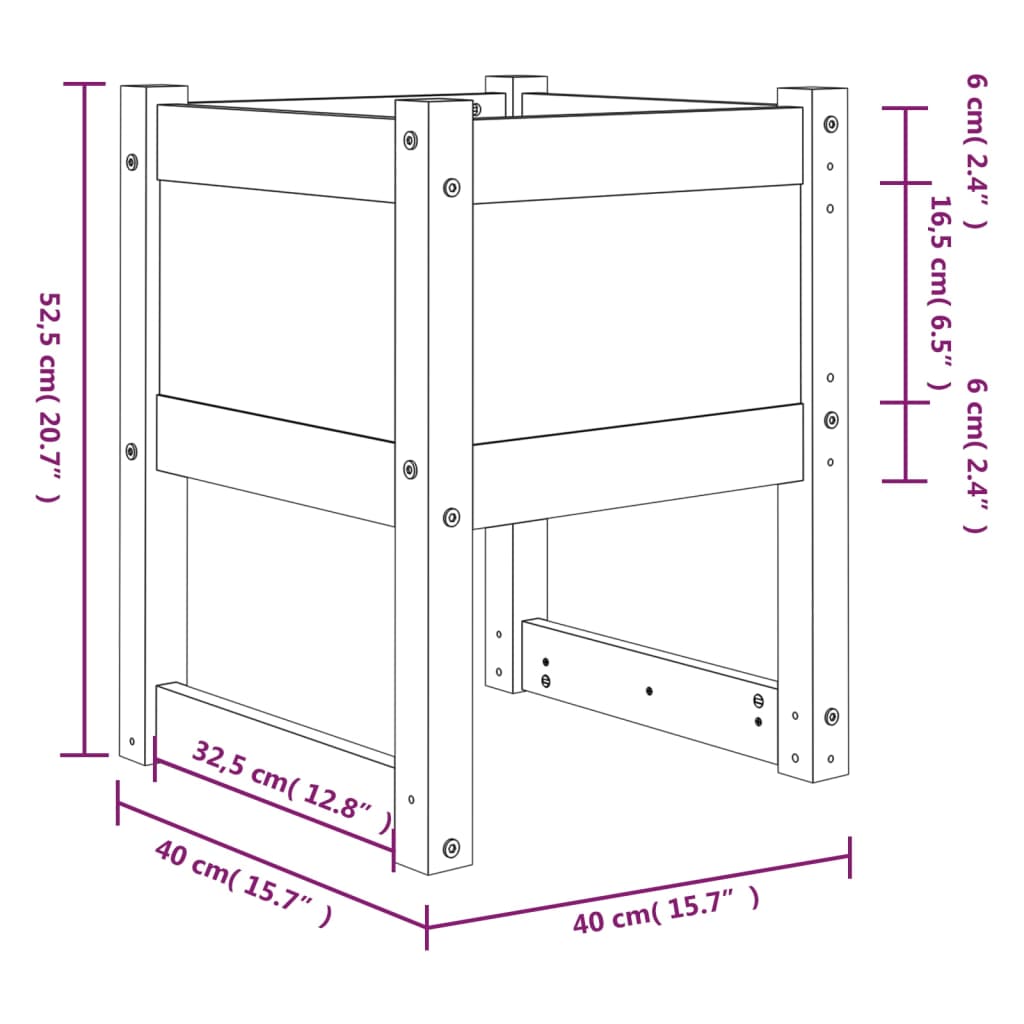 vidaXL Pflanzkübel 2 Stk. Schwarz 40x40x52,5 cm Massivholz Kiefer