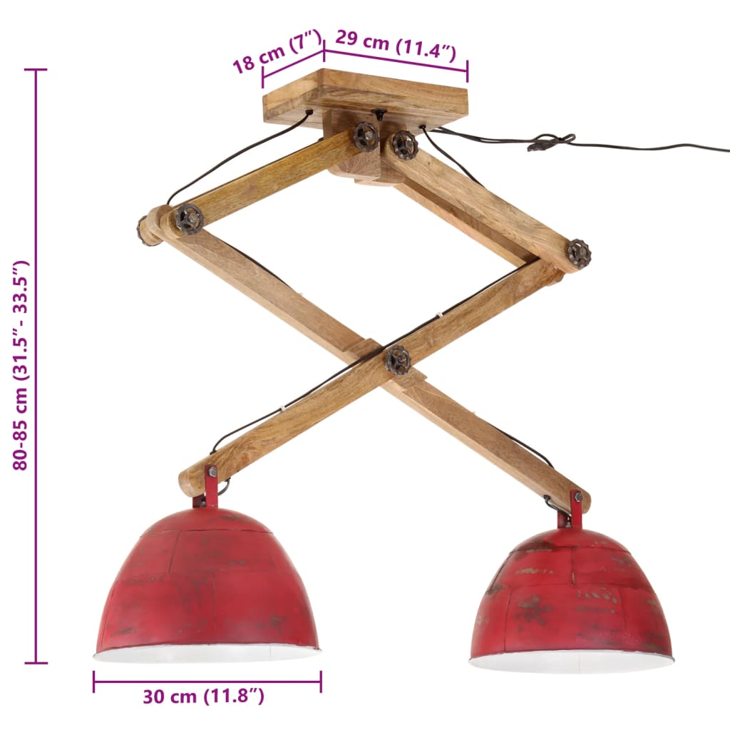 vidaXL Deckenleuchte 25 W Rot 29x18x85 cm E27