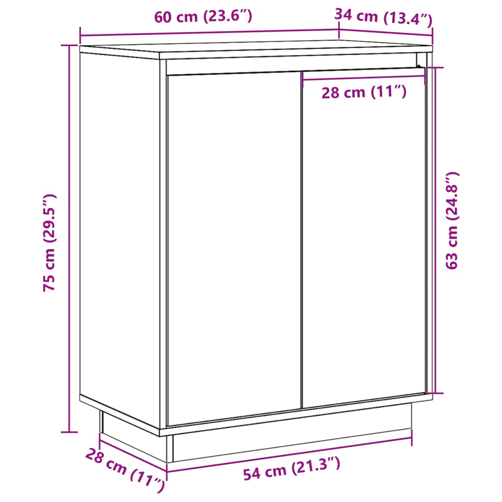 vidaXL Sideboard Honigbraun 60x34x75 cm Massivholz Kiefer