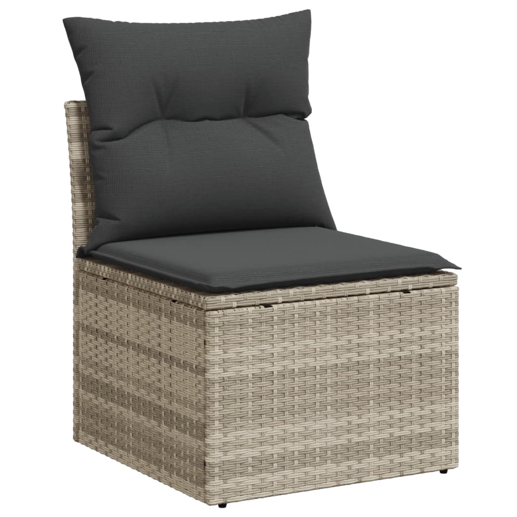 vidaXL 8-tlg. Garten-Sofagarnitur mit Kissen Hellgrau Poly Rattan