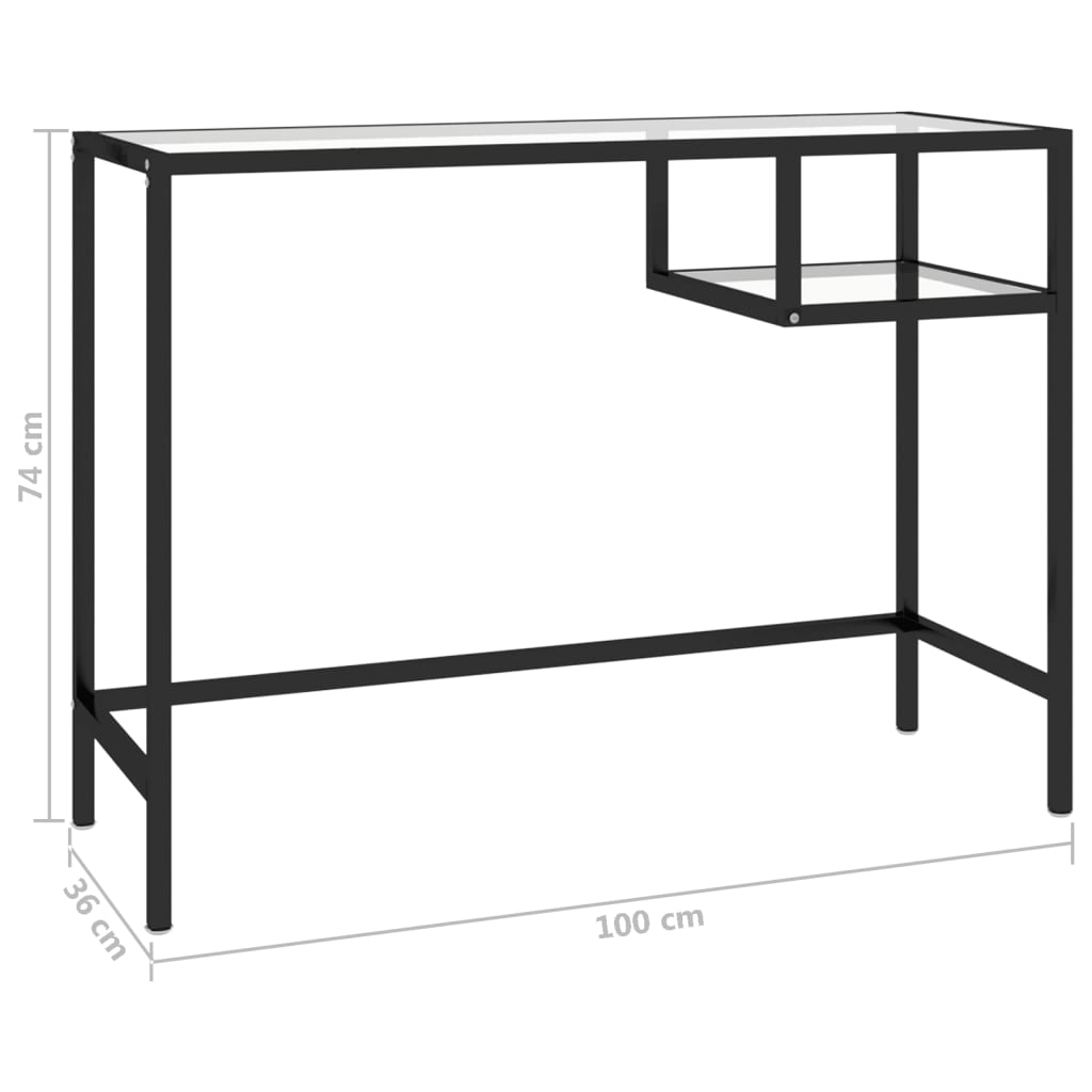 vidaXL Computertisch Transparent 100x36x74 cm Glas