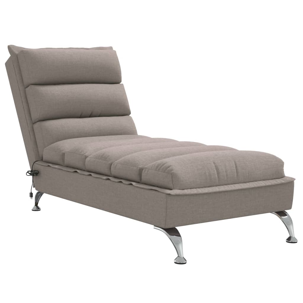 vidaXL Massage-Chaiselongue mit Kissen Taupe Stoff