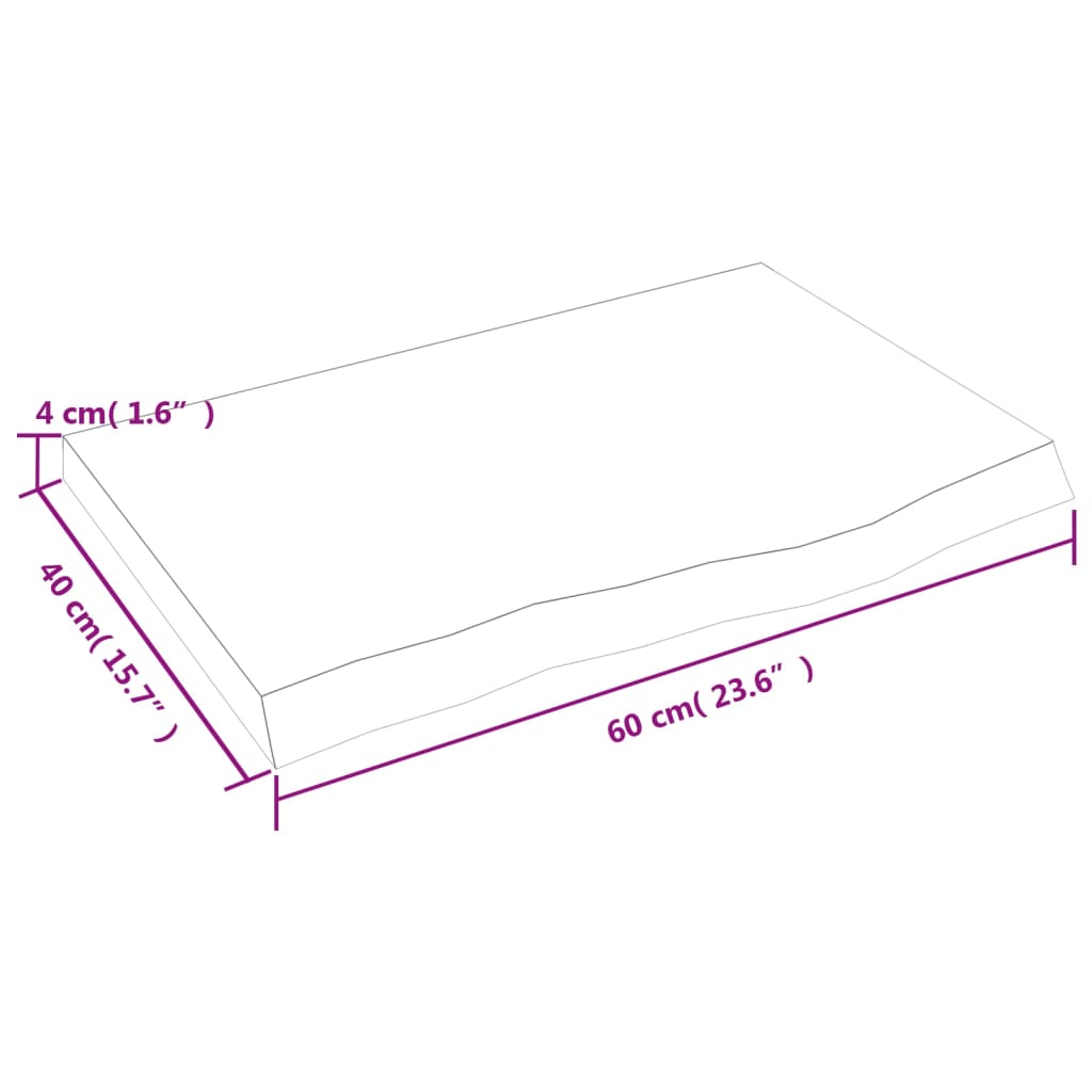 vidaXL Waschtischplatte Dunkelbraun 60x40x(2-4)cm Massivholz Behandelt