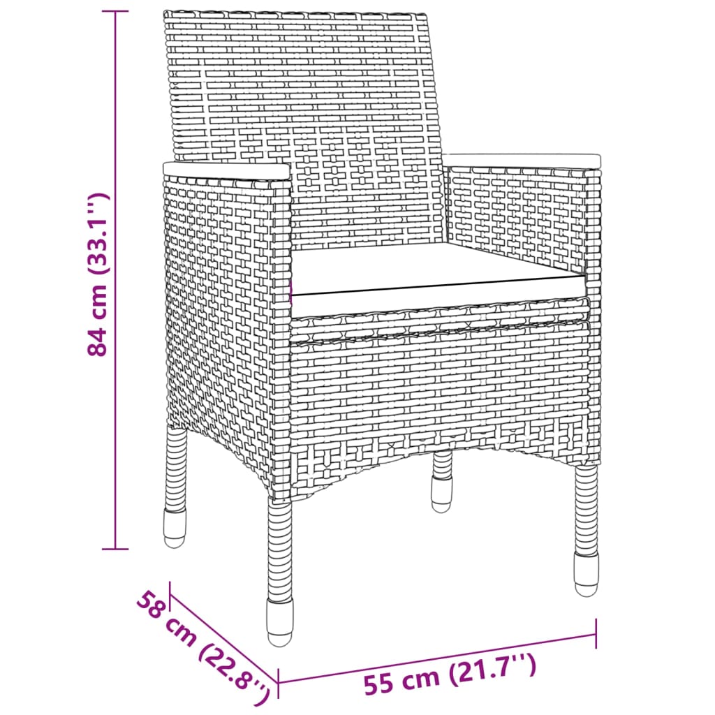 vidaXL 5-tlg. Garten-Essgruppe Poly Rattan und Hartglas Schwarz