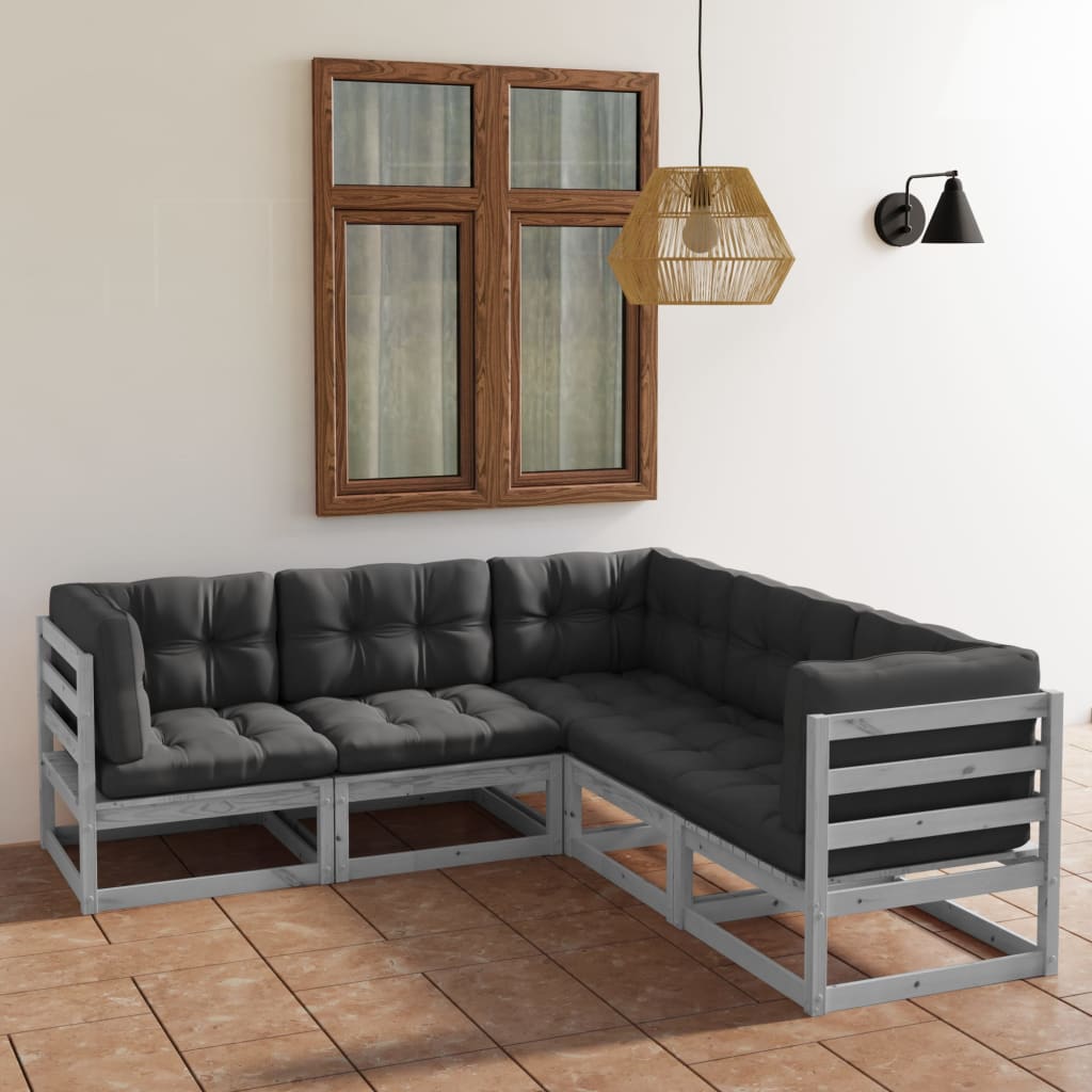 vidaXL 5-tlg. Garten-Lounge-Set mit Kissen Kiefer Massivholz