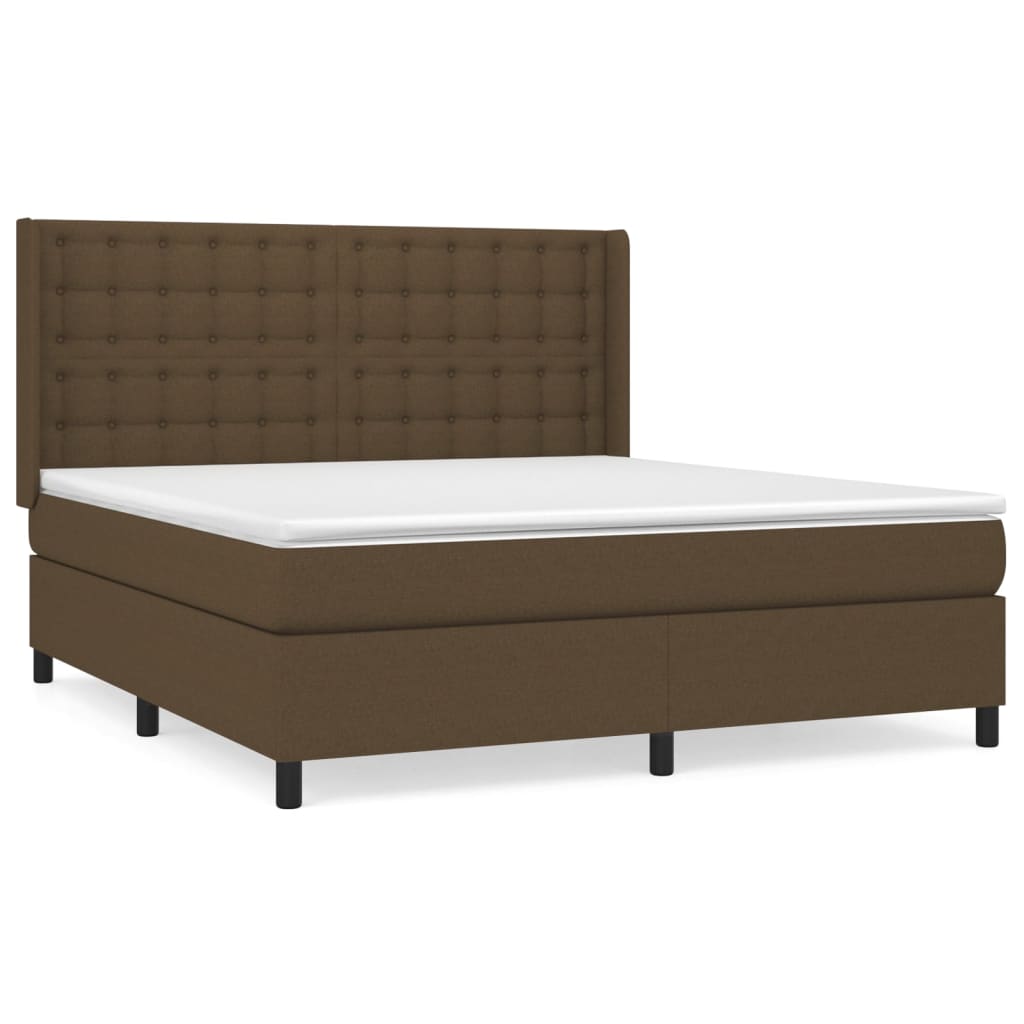 vidaXL Boxspringbett mit Matratze Dunkelbraun 180x200 cm Stoff