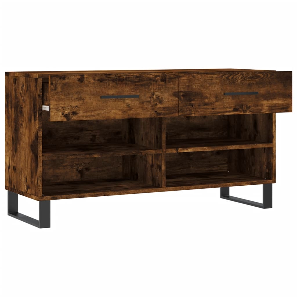 vidaXL Schuhbank Räuchereiche 102x35x55 cm Holzwerkstoff