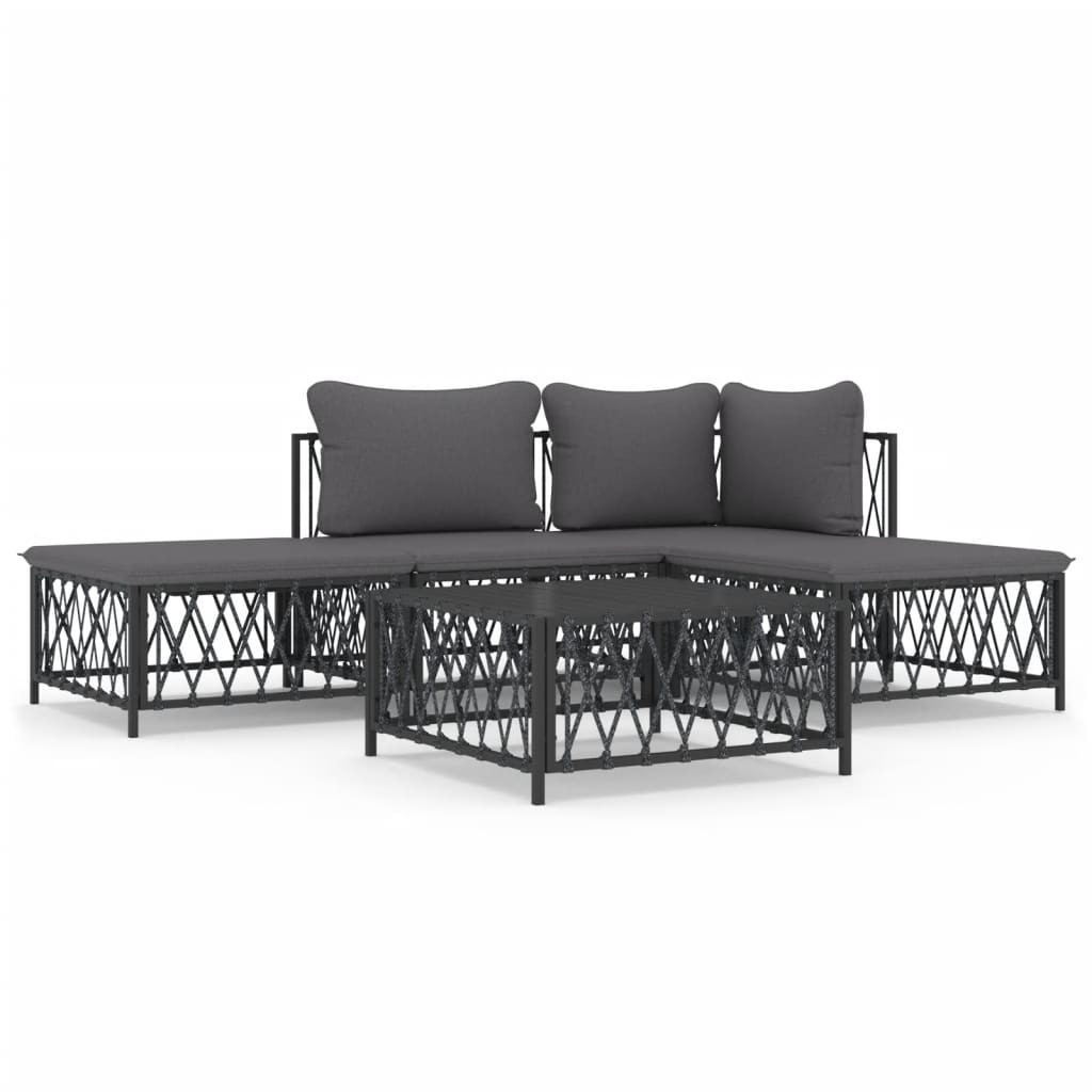 vidaXL 5-tlg. Garten-Lounge-Set mit Kissen Anthrazit Stahl