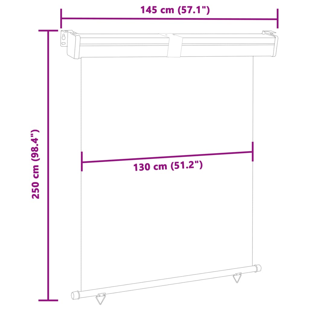 vidaXL Balkon-Seitenmarkise 145x250 cm Schwarz