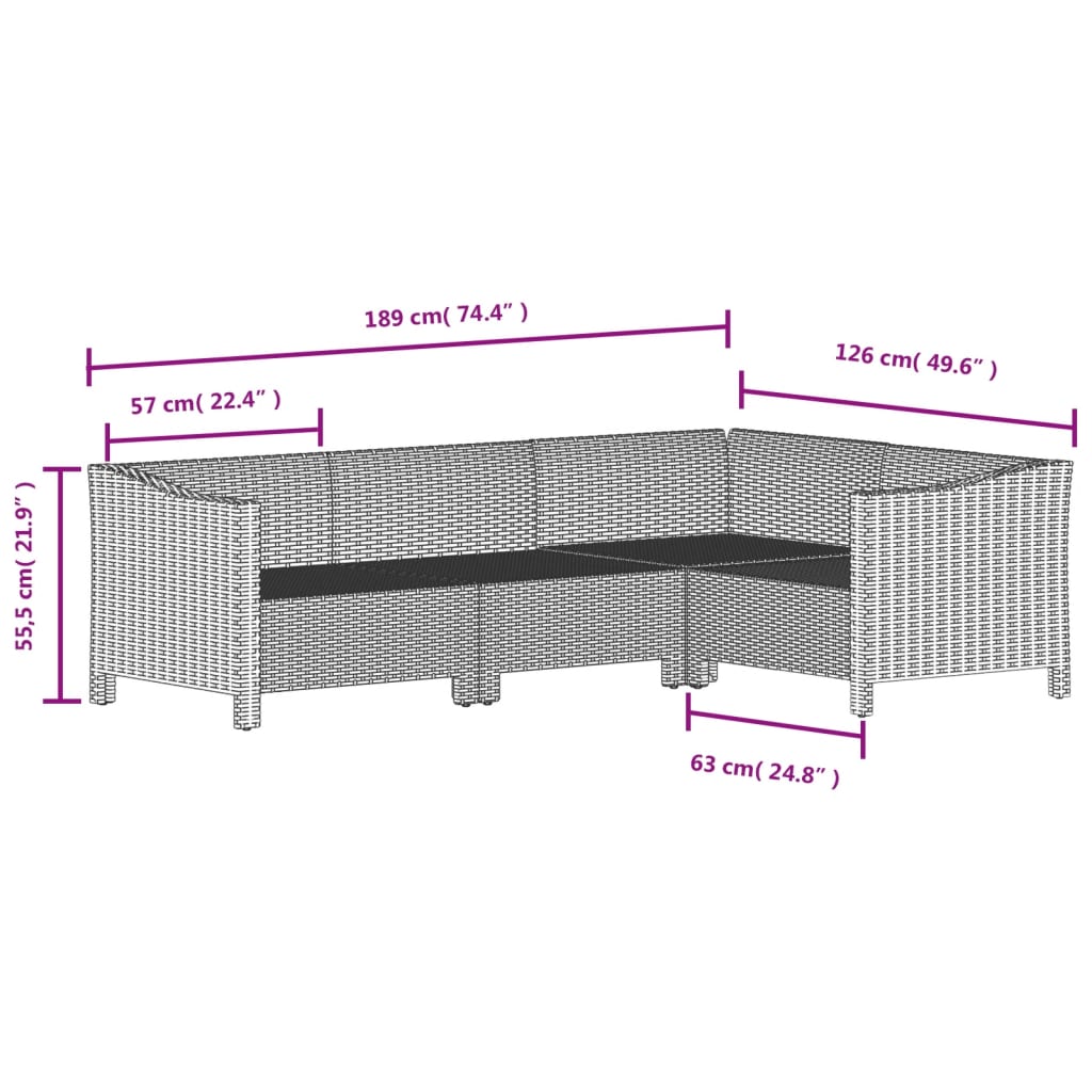 vidaXL 9-tlg. Garten-Lounge-Set mit Kissen Grau Poly Rattan