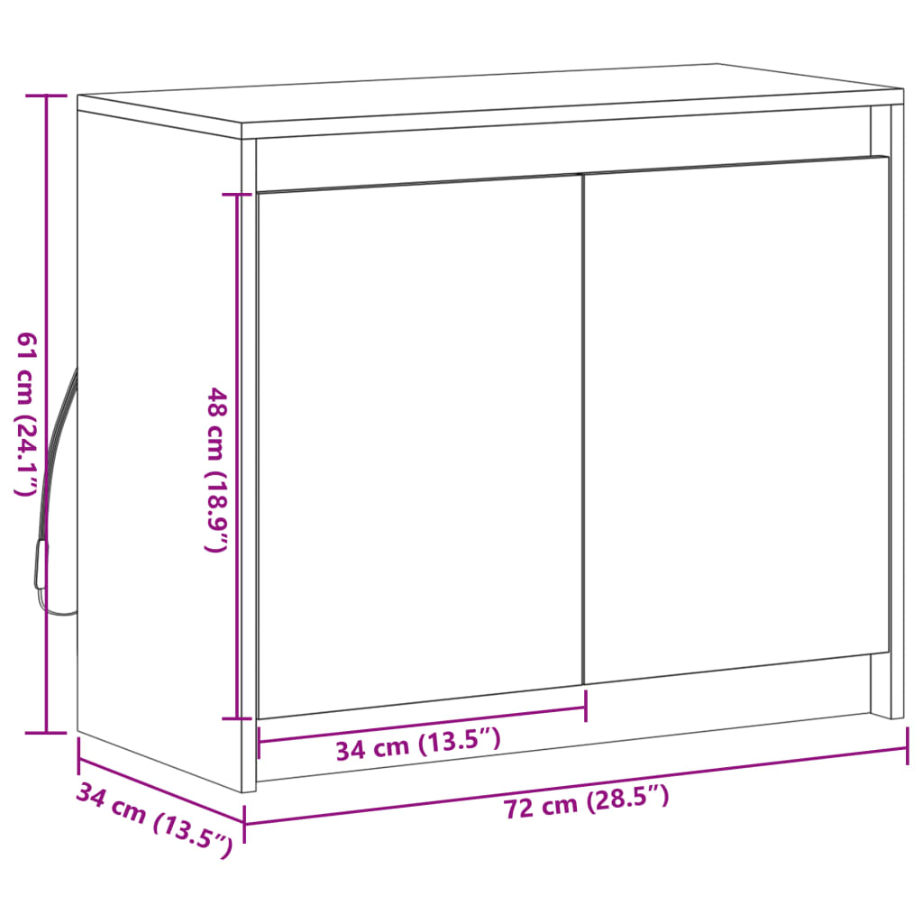 vidaXL LED-Sideboard Schwarz 72x34x61 cm Holzwerkstoff