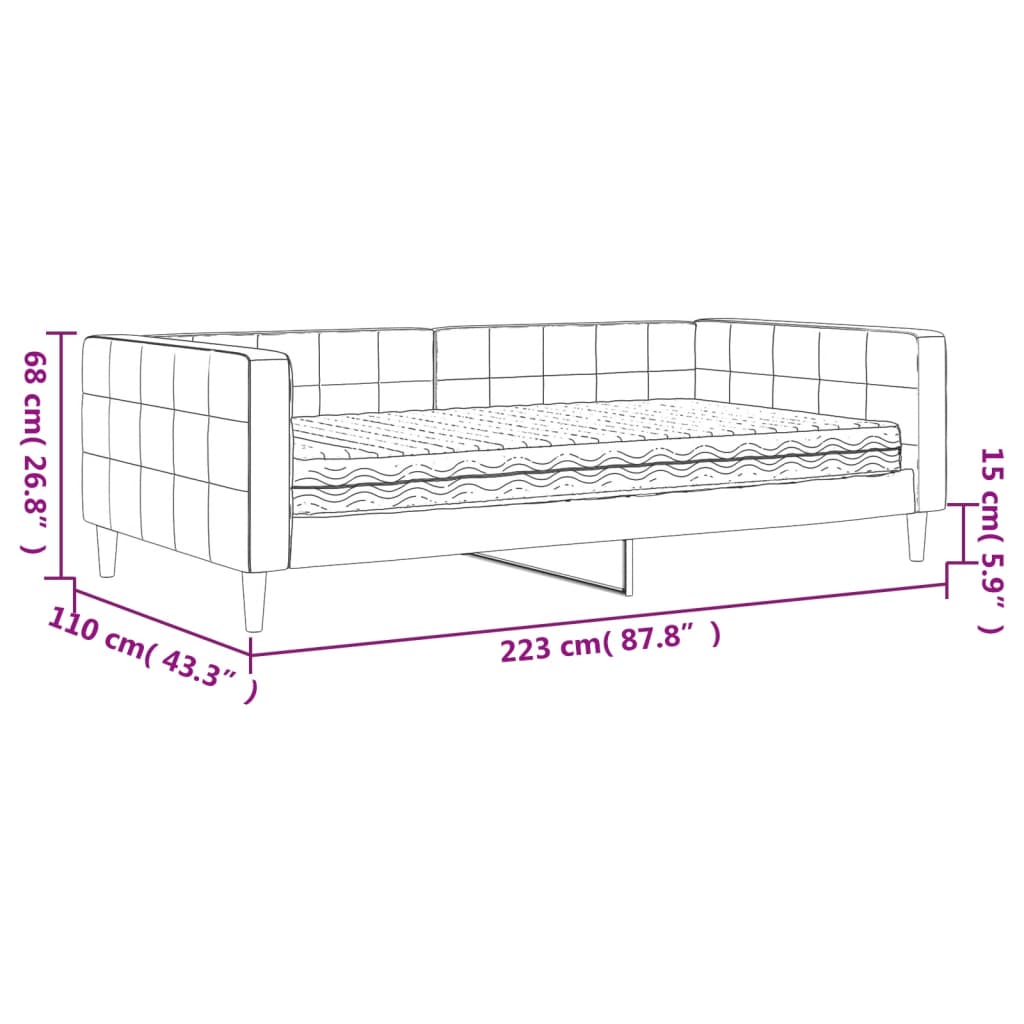 vidaXL Tagesbett mit Matratze Gelb 100x200 cm Samt