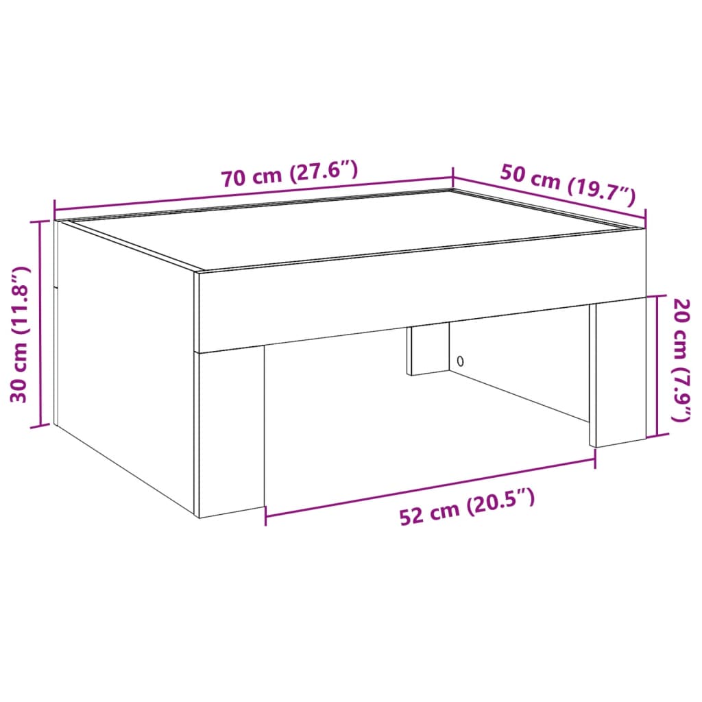 vidaXL Couchtisch mit Infinity-LED Betongrau 70x50x30 cm