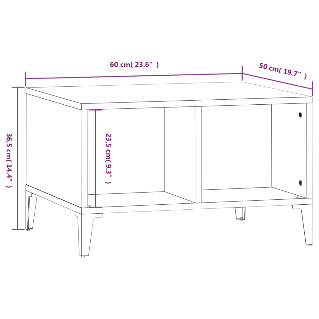 vidaXL Couchtisch Weiß 60x50x36,5 cm Holzwerkstoff