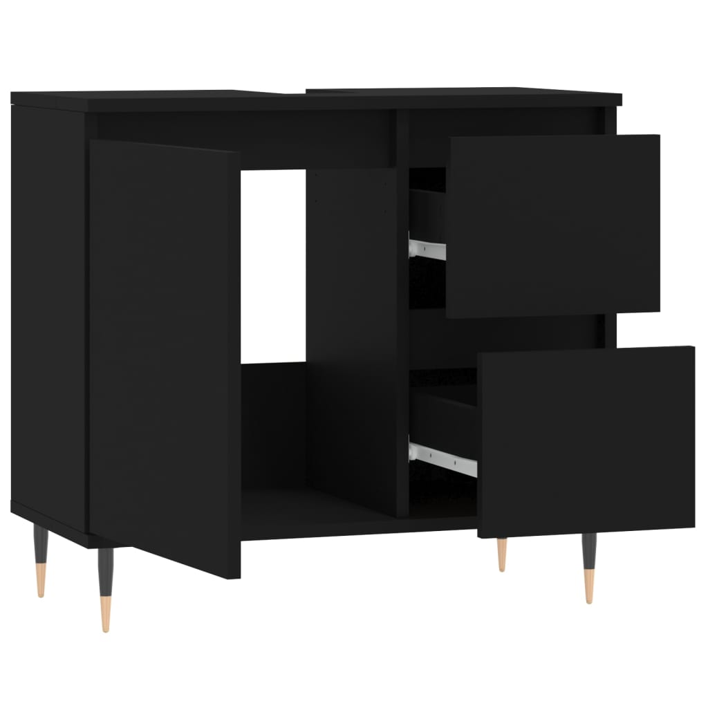 vidaXL Badschrank Schwarz 65x33x60 cm Holzwerkstoff