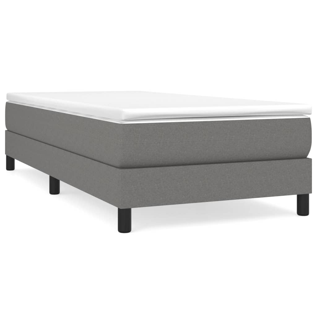 vidaXL Boxspringbett mit Matratze Dunkelgrau 90x200 cm Stoff