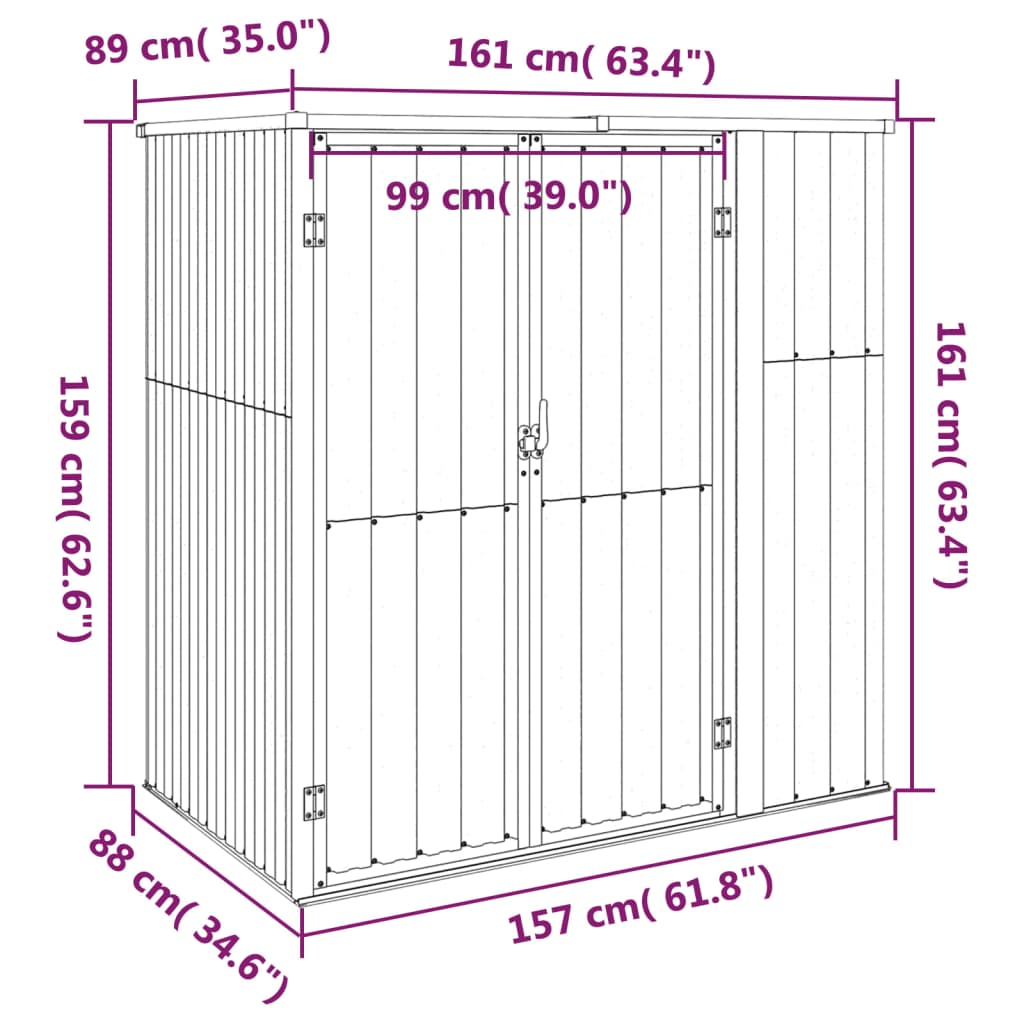 vidaXL Gerätehaus Anthrazit 161x89x161 cm Verzinkter Stahl