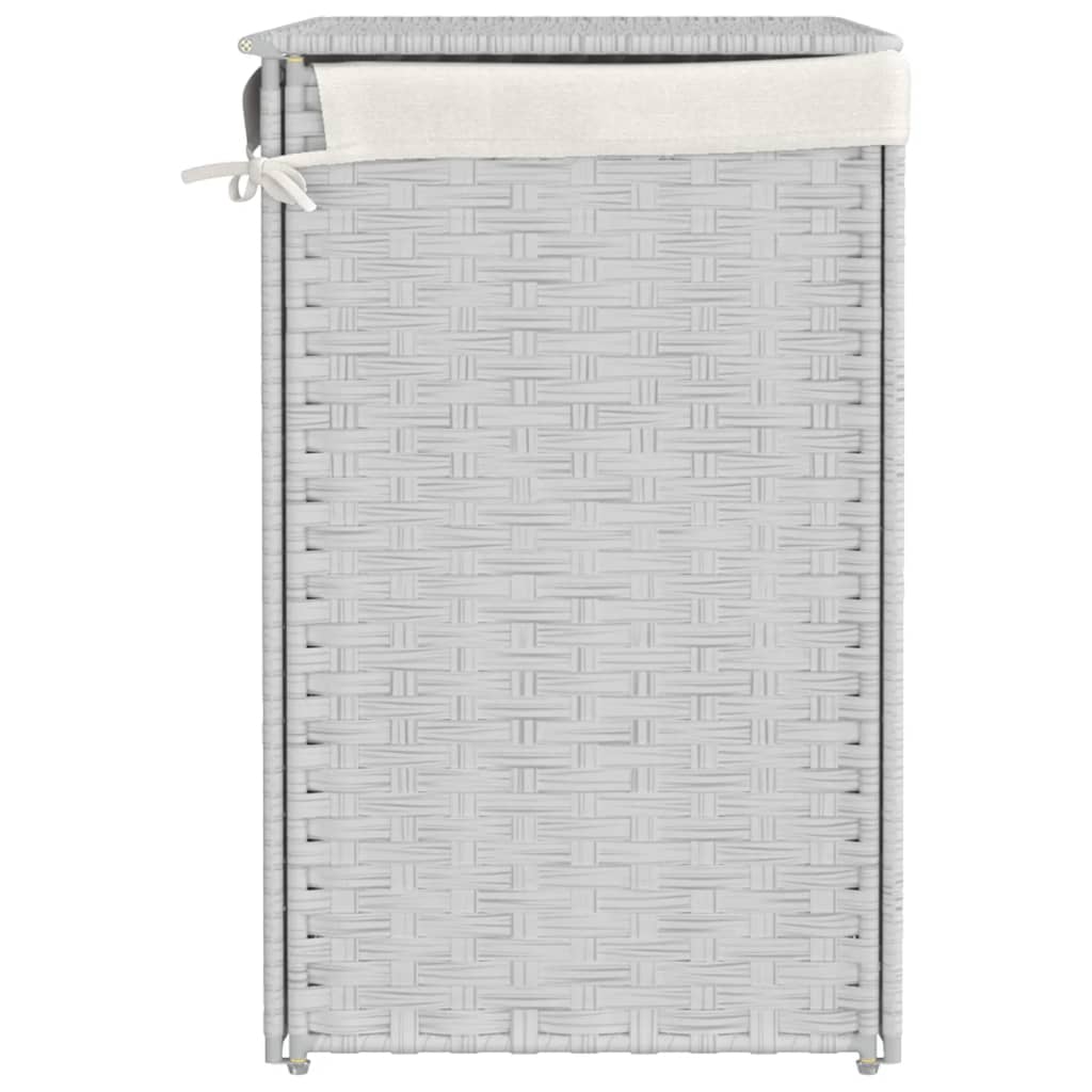 vidaXL Wäschekorb mit 2 Fächern Weiß 53x35x57 cm Poly Rattan