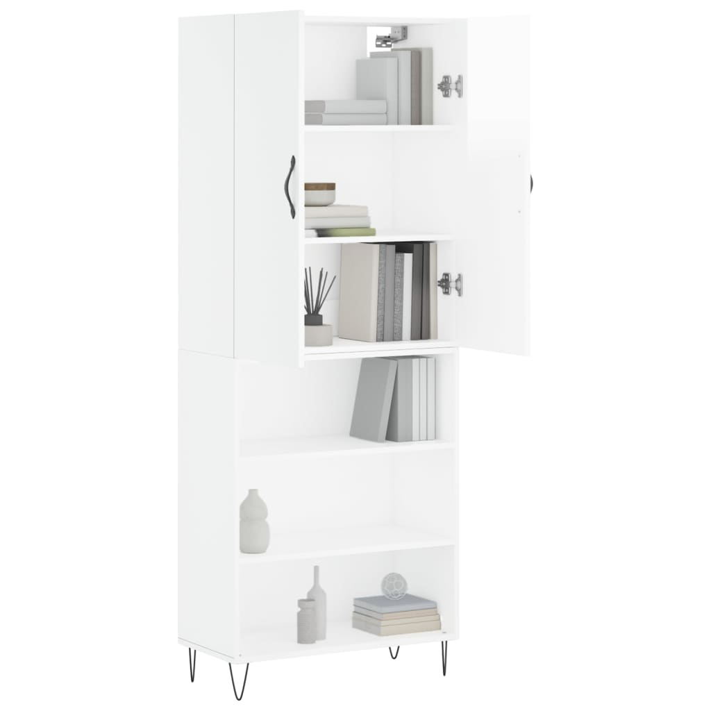 vidaXL Highboard Hochglanz-Weiß 69,5x34x180 cm Holzwerkstoff