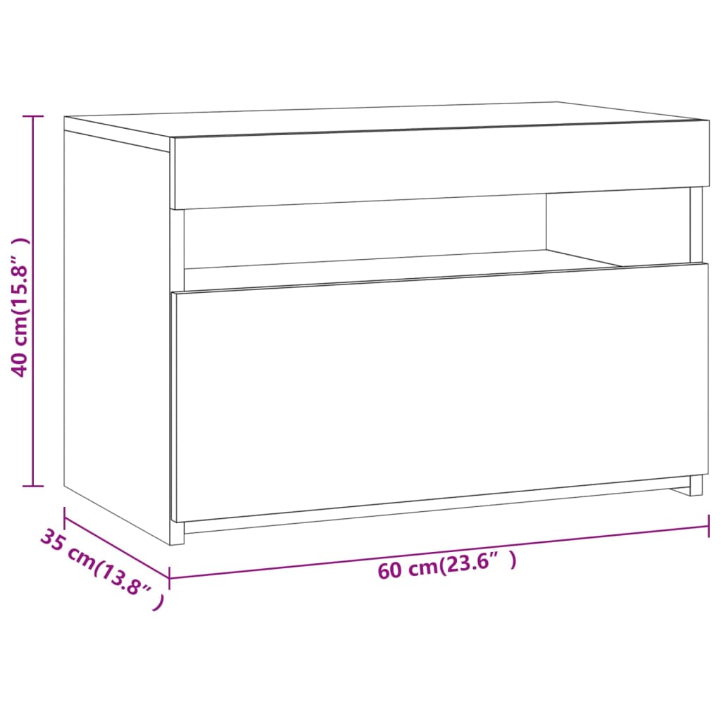 vidaXL TV-Schrank mit LED-Leuchten Grau Sonoma 60x35x40 cm