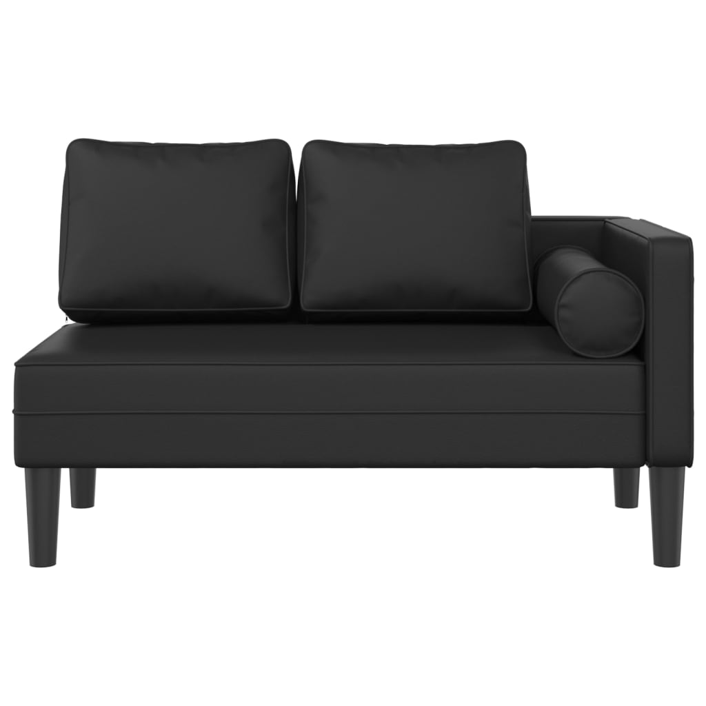 vidaXL Chaiselongue mit Kissen Schwarz Kunstleder