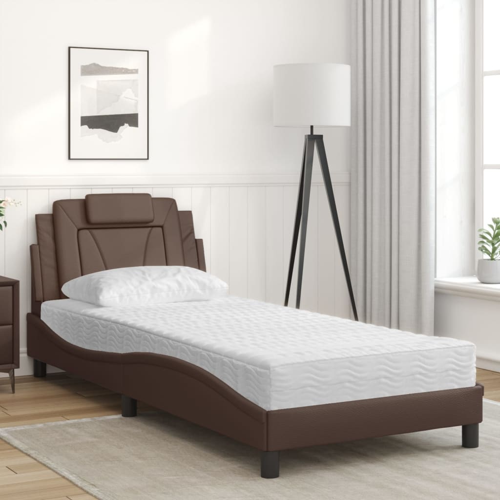 vidaXL Bett mit Matratze Braun 90x190 cm Kunstleder