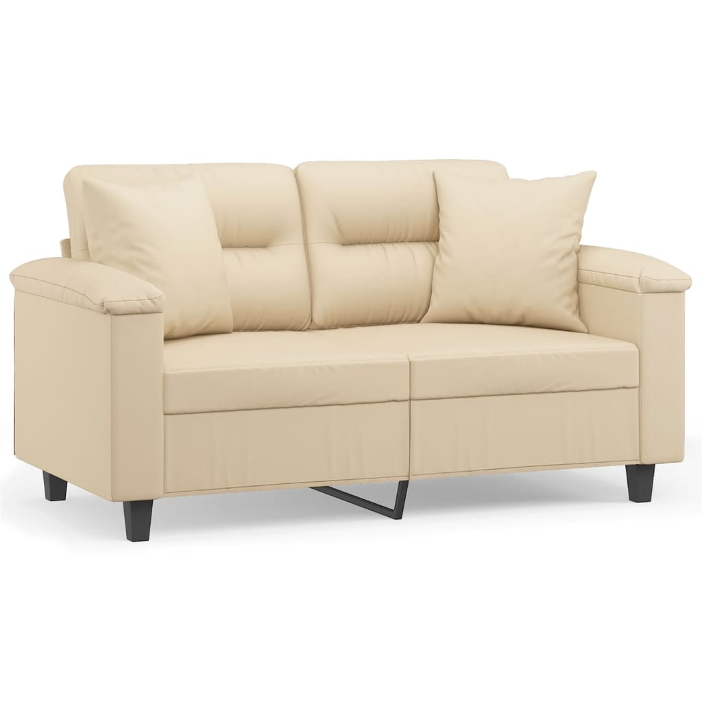 vidaXL 2-Sitzer-Sofa mit Kissen Creme 120 cm Mikrofasergewebe