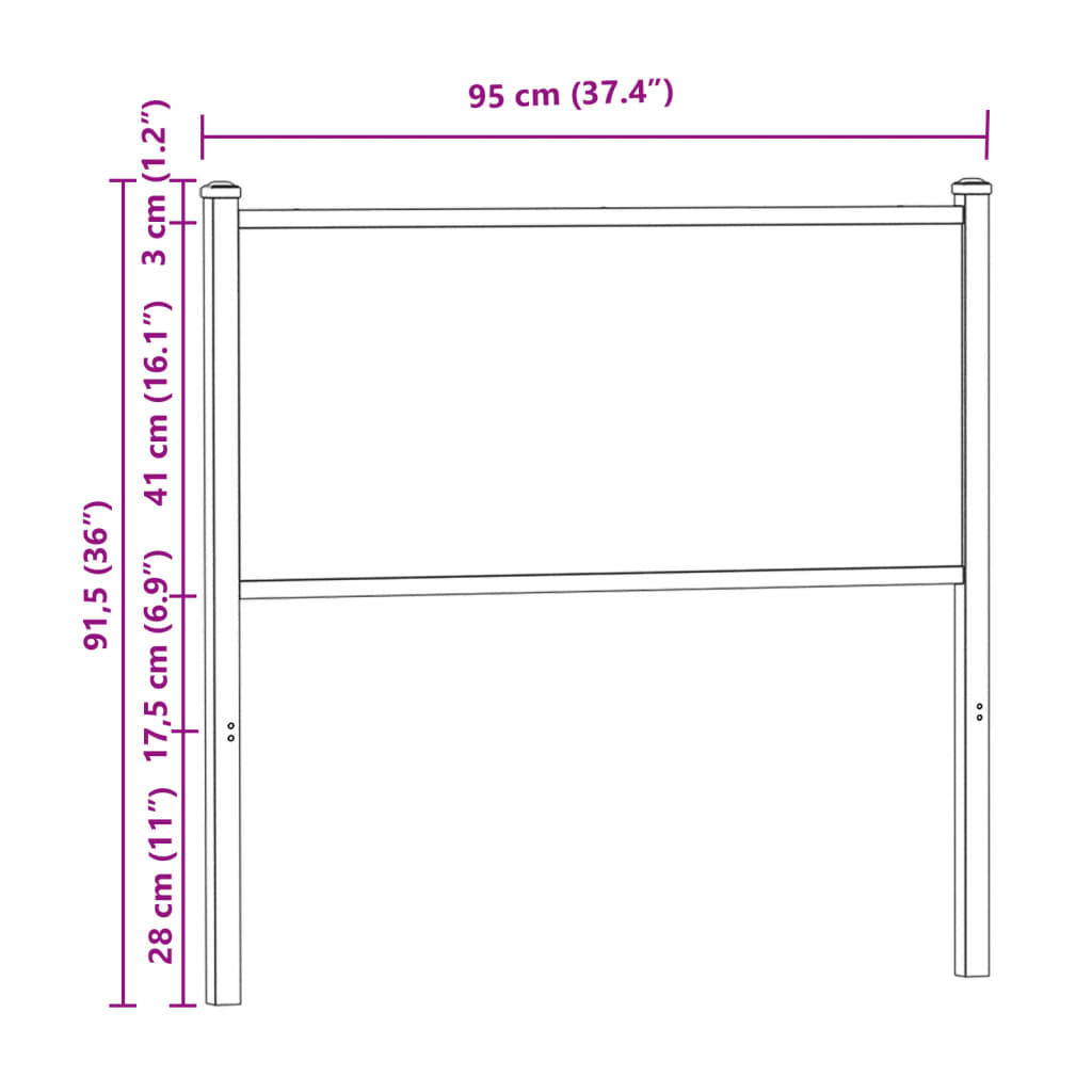 vidaXL Kopfteil Räuchereiche 90 cm Holzwerkstoff und Stahl