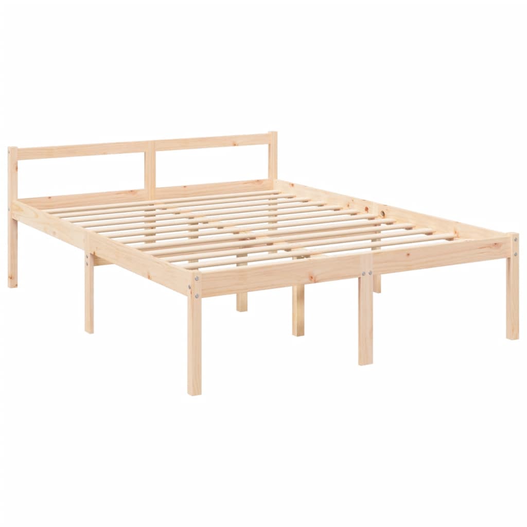 vidaXL Seniorenbett mit Kopfteil 160x200 cm Massivholz