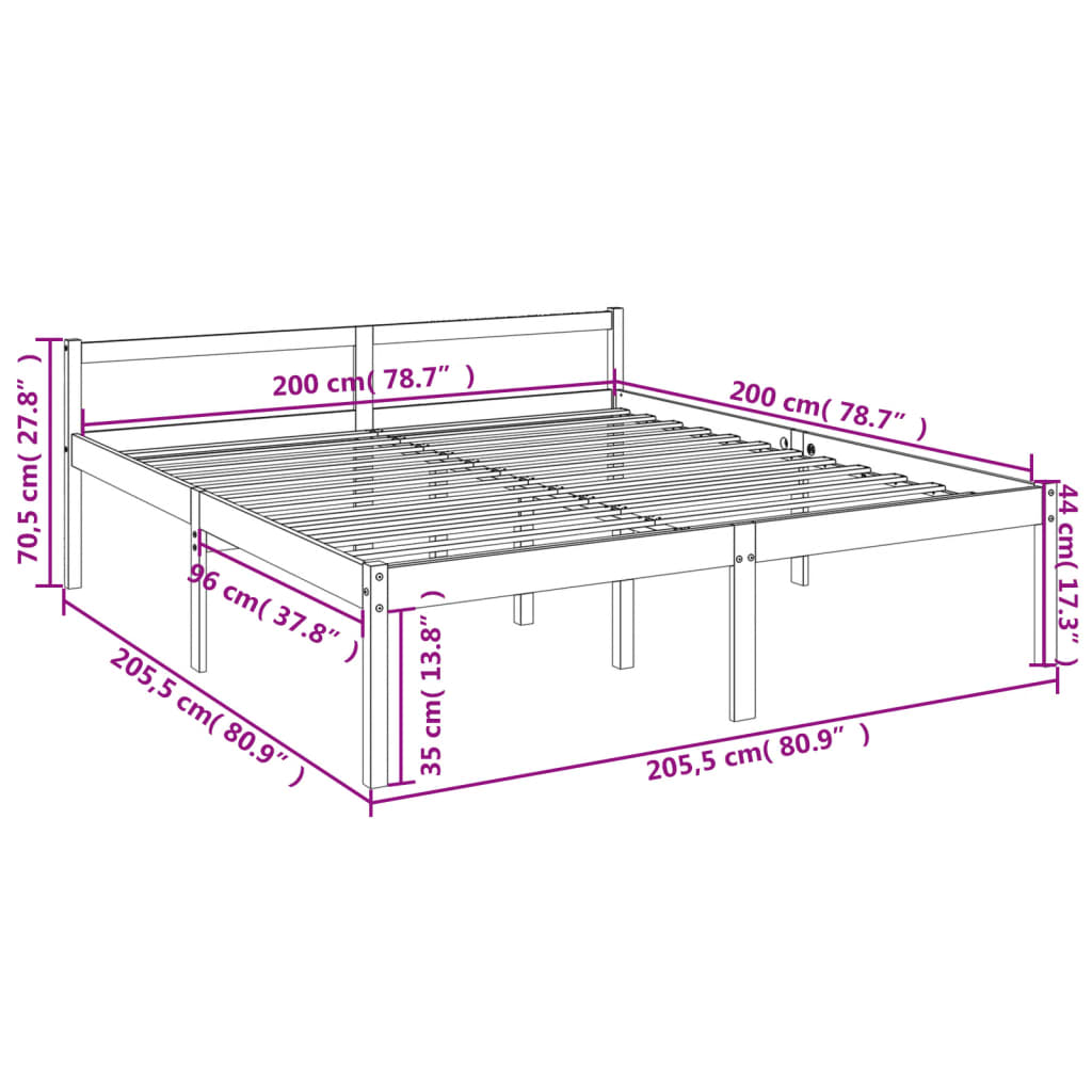 vidaXL Seniorenbett Weiß 200x200 cm Massivholz Kiefer