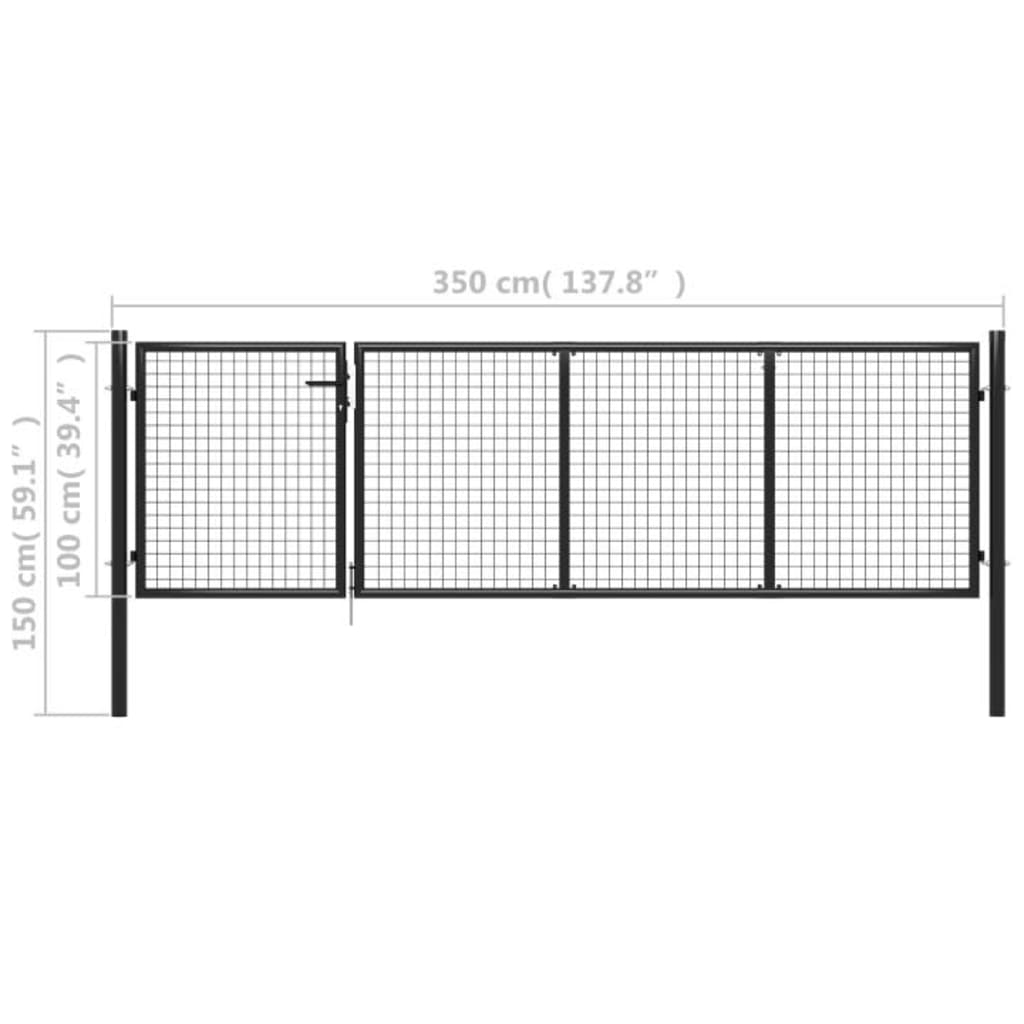 vidaXL Gartentor Stahl 350 x 100 cm Anthrazit