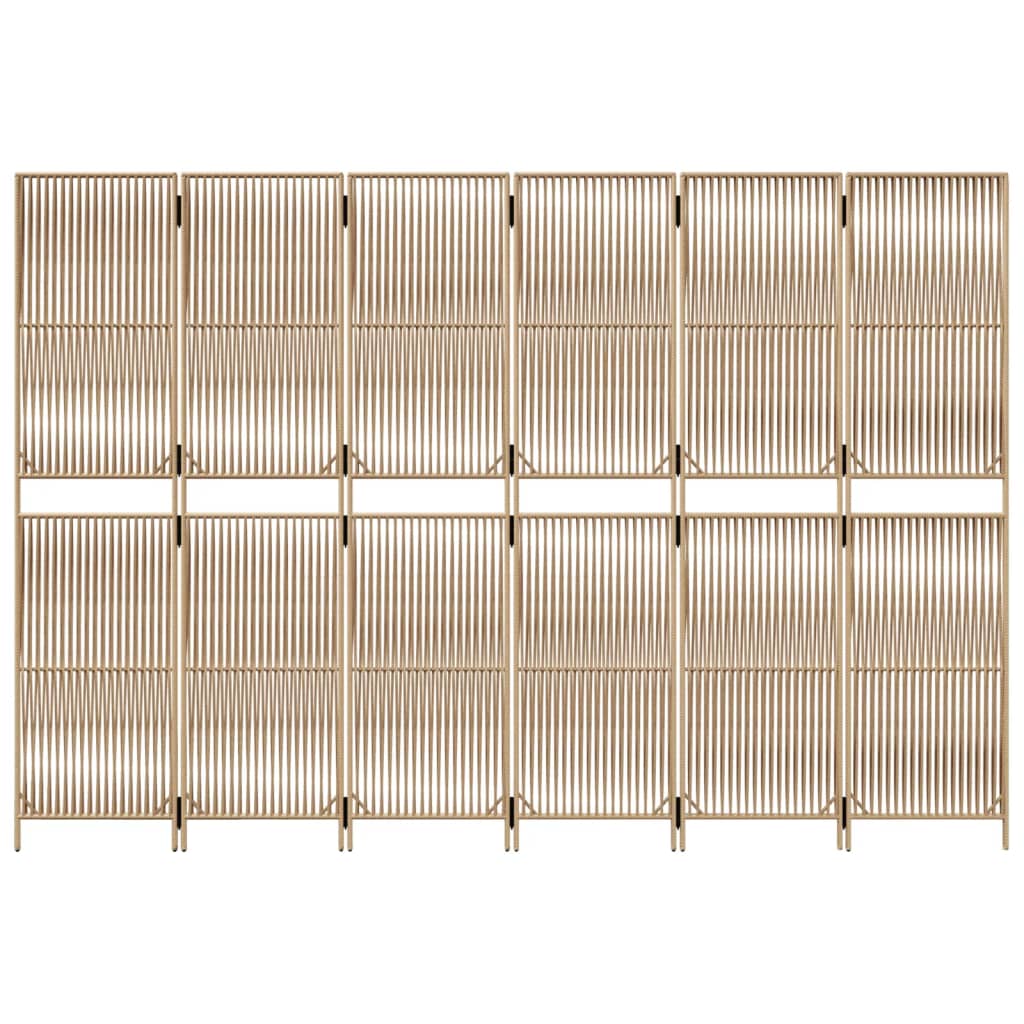 vidaXL Paravent 6-tlg. Beige Poly Rattan