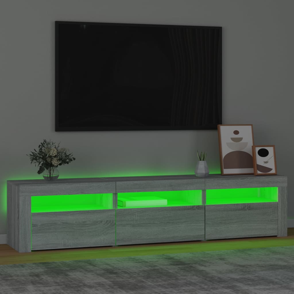 vidaXL TV-Schrank mit LED-Leuchten Grau Sonoma 180x35x40 cm